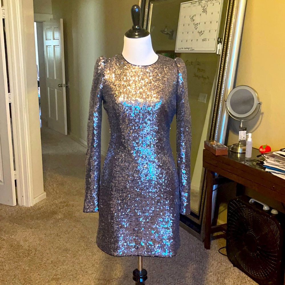 NTW Silver Sequined Dress (size 2)